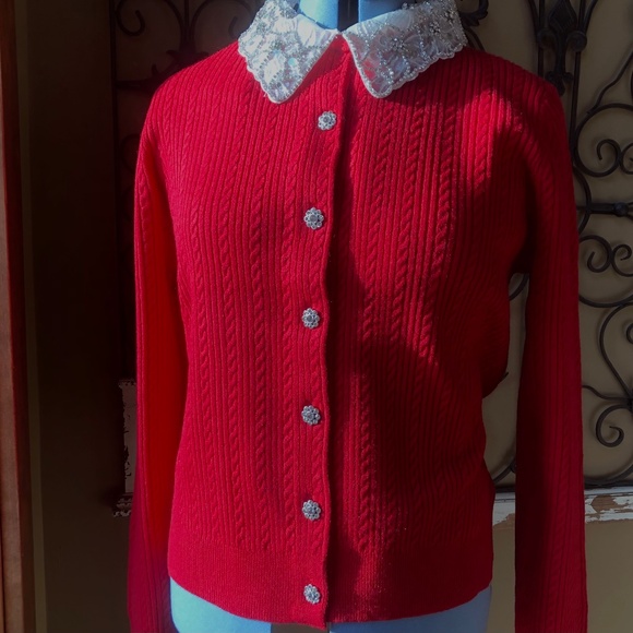 Adrianna Papell NWT Size L Long Sleeve Cardigan Style in Haute Red - Picture 3 of 11